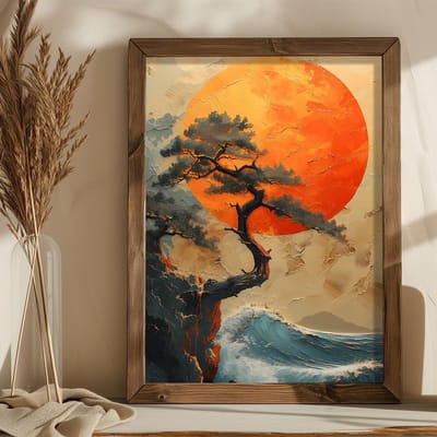 Asir - Decoratief ingelijst schilderij van MDF - Veelkleurig - 100% MDF (Dikte: 3 mm) - 38 x 48 x 4,5 cm