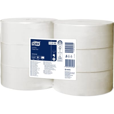 Tork 110162 T1 toiletpapier jumbo Advanced 1laags wit 500 mtr x 10 cm pak à 6 rol (110162)