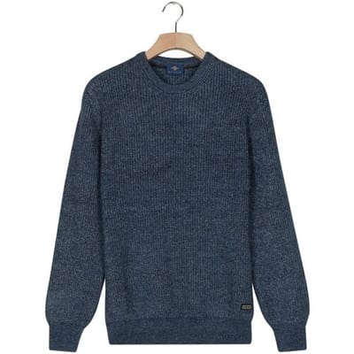 Baileys Trui Crew Neck Allover Half Cardigan Stitch Multicolor Knit Mid Denim Blue / male