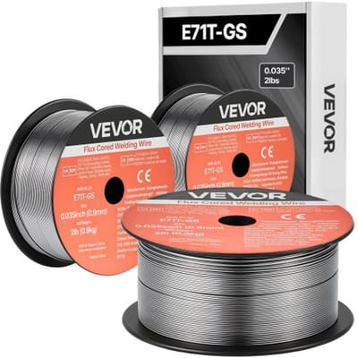 VEVOR gevulde MIG-lasdraad, 0,9 mm E71T-GS 0,9 kg, lasdraad met minimale spatvorming voor alle lasposities, zelfbeschermend voor gebruik buitenshuis (3 rollen per verpakking)