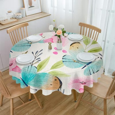 Lente Aquarel Bloem Vlinder Rond Tafelkleed Waterdichte Tafelbeschermer Voor Bruiloftsfeest Decoratie Eettafelkleed 4pcs 33x48 Table mat beige