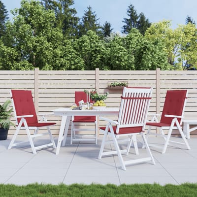 vidaXL - Tuinstoelkussens - 4 - st - hoge - rug - 120x50x3 - cm - stof - wijnrood