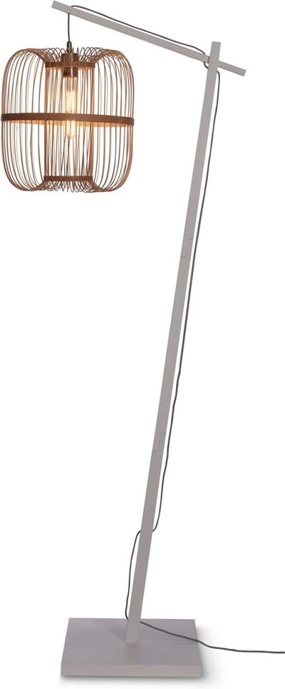 GOOD&MOJO Vloerlamp Hokkaido - Bamboe Wit/Naturel - 63x36x176cm - Bohemian - Staande lampen voor Woonkamer - Slaapkamer