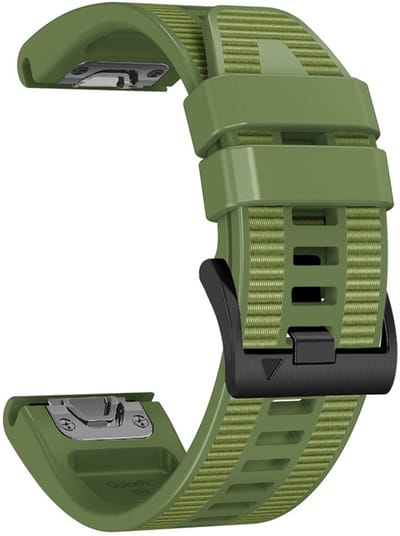 Hybride siliconen-nylon bandje - geschikt voor Garmin Fenix 5 / 5 Plus / 6 / 6 Pro / 7 / 7 Pro / 8 (47 mm) / E (47 mm) / Epix (Pro) (2) 47 mm/ Quatix 5 / 6 / 7 / 7 Pro / Approach S60 / S62 / S70 47 mm / MARQ - legergroen