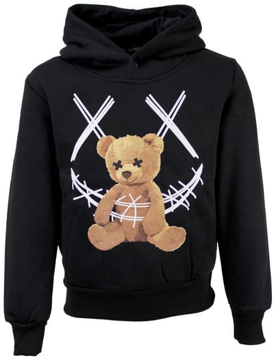 S&C Hoodie Smiley Bear zwart Kids & Kind Jongens Zwart - Maat: 98/104