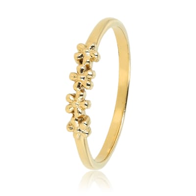 My Bendel - Goudkleurige Ring met Bloemetjes - Elegant en Tijdloos Sieraad - met Luxe Cadeauverpakking | Sieraden Voor Dames | Maat 16.00 Mm / Maat 50