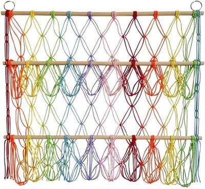 Hangmatnet Knuffels - Opberger Speelgoed - Kinderkamer Inrichten - Handgeweven Touw - 80x75cm - Kleurrijk