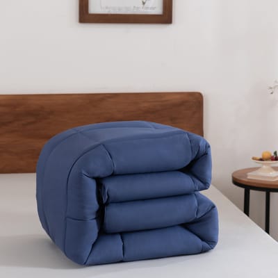 Snoozella ComfyBed 160x200 - Donkerblauw - Dekbed zonder overtrek - Wasbaar hoesloos dekbed - 30 nachten proefslapen - All season winterdekbed & zomerdekbed