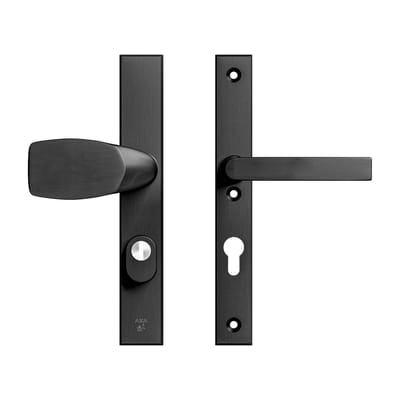 AXA Veiligheidsbeslag (Edge Plus) Smal Zwart geslepen: bedienbare Knop-Kruk (model Wing-Blok) PC72 met kerntrekbeveiliging SKG***