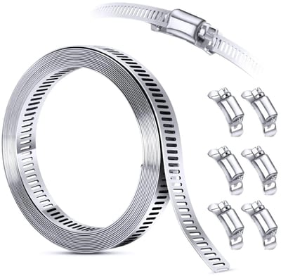 BukkitBow - Premium Slangklem - RVS - Verstelbaar - Diameter tot 350cm - Buisklem - Slangklemmen - Klusmateriaal - Zilver