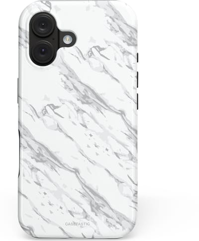Casetastic hoesje geschikt voor Apple iPhone 16 - MagSafe - Dubbellaagse bescherming - Arctisch Marmer - Fashion Case - Wit Lichtgrijs