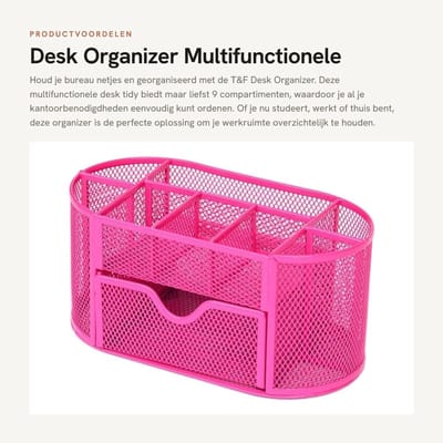 Dailygoods- Bureau Organizer Hoogwaardige Kwaliteit - Bureau Organizer met Vakken - Bureau Organizer met Lades - Bureau Organizer Hout - Bureau Organizer Zwart - 8 Compartimenten en 1 Ruime Lade - Bureauaccessoire