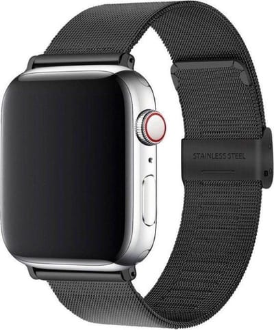 By Qubix - Geschikt voor Apple Watch bandje - Milanese Loop bandje - Zwart - Geschikt voor Apple Watch 38mm / 40mm / 41mm / 42mm - iWatch milanees - smartwatchbandje