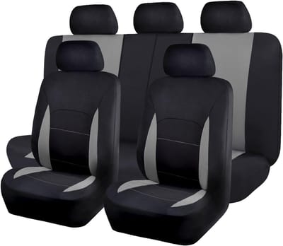 Autostoelhoezen Set - Autohoezen Stoelbeschermers - Interieur Beschermen - Universele Pasvorm Airbag Compatibel - Volledige Set - Zwart Grijs