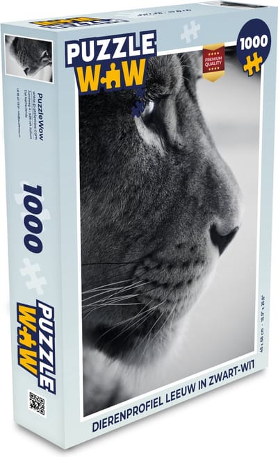 Puzzel Dierenprofiel leeuw in zwart-wit - Legpuzzel - Puzzel 1000 stukjes volwassenen