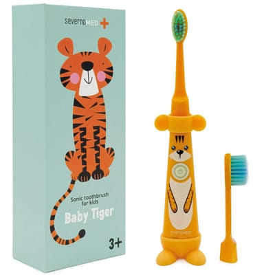 SEVERNO Med BABY TIGER - Elektrische Tandenborstel - Sonic Technologie - Veilig voor Kinderen - Inclusief 2 Opzetstukken