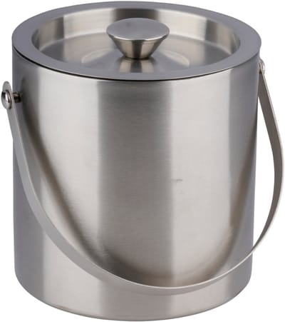 alpina IJsemmer RVS Ø15,5xH15,5 cm - Dubbelwandige Ijsemmer met Deksel en Handvat - Roestvrijstalen IJsemmer voor Feest, Barbecue en Thuisgebruik - 670gr