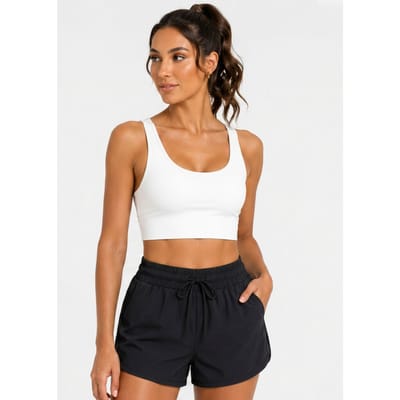 Zwarte short met elastische tailleband en hoge taille