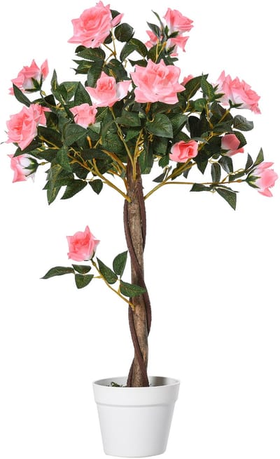 Outsunny Artificial Flowers Kunststof, Stof 18L x 18B x 90H cm Roze