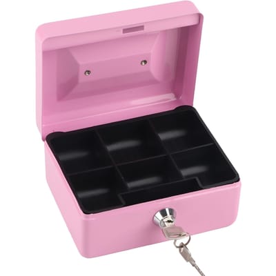1 Stuk Mini Draagbare Stalen Kleine Afsluitbare Contant Geld Munt Kluis Beveiligingsdoos Huishouden Roze pink