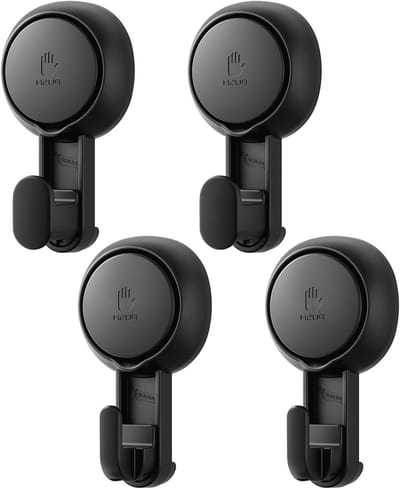 Zwarte Suction Cups voor Badkamer - Herbruikbare Douchehaken zonder Boren, Waterdicht en Afneembaar voor Handdoeken, Kleding en Hoeden