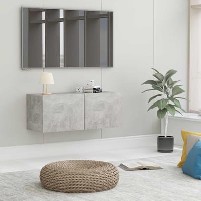 TV-meubel - TV-kast mediakast - Opbergen van media - Met twee klapdeuren - 80 x 30 x 30 cm - Betongrijs