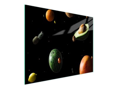 TMK ArtDeko Serie - Glazen Snijplank - 52x30cm - Fruitsdesign - Antibacterieel - Met Siliconen Noppen