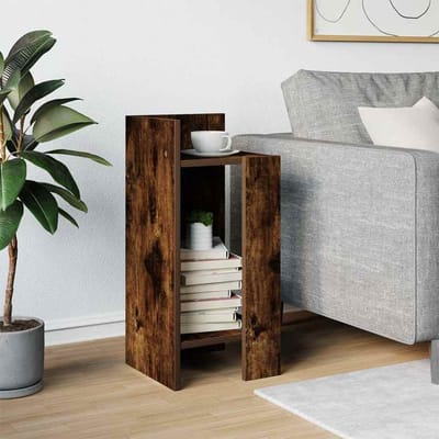 vidaXL - Bijzettafeltje - met - plank - 25,5x27x60 - cm - gerookt - eikenkleurig