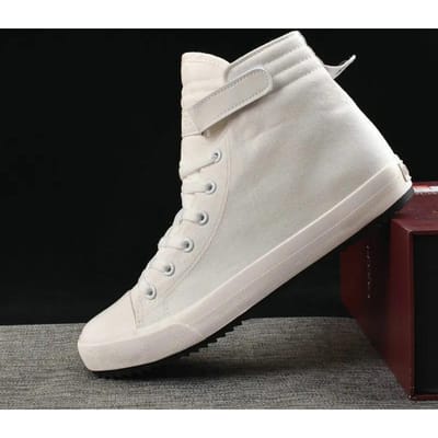 Mode Sneakers Herenschoenen Mannelijke Canvas Schoenen Hoge Sneakers Heren Casual Schoenen Zwart Wit Stoffen Schoeisel d678 40 wit