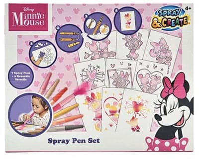 Minnie Mouse Spraypennen Set - Blaaspennen / Spray Pennen - Mickey & Minnie Mouse - Disney - Knutsel Pakket - Disney Minnie Mouse - Tekenen, Schilderen & Knutselen voor Jongens & Meisjes - Knutselspullen / Knutselpakket - Kleuren & Tekenen