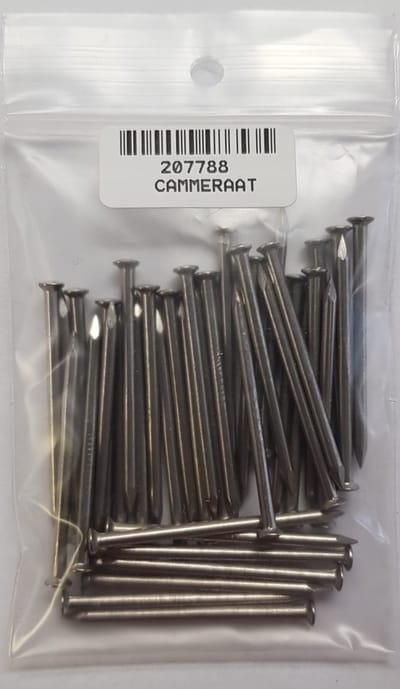 Roestvaststalen nagel – spijker – bolkop – 2,1x40 mm – RVS bevestigingsmateriaal – 50 gram