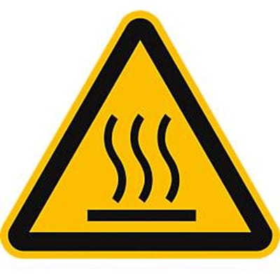 moedel waarschuwingsbord "Waarschuwing voor heet oppervlak" (W017), volgens DIN EN ISO 7010, zelfklevende folie, lengte zijde 100 mm