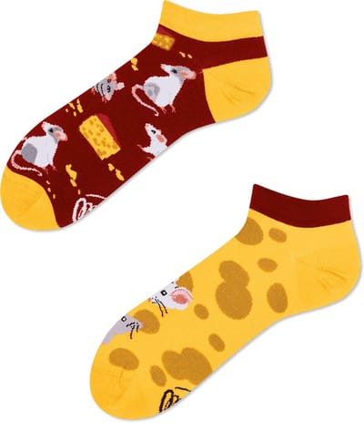 Many Mornings unisex enkelsokken - Mouse And Cheese Low - Unisex - Maat: 39 - 42