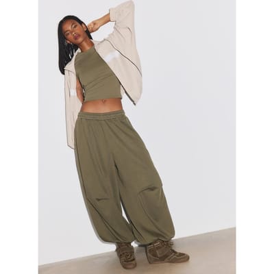 Stradivarius Pofmouw joggingbroek met stoppers  Kaki XL