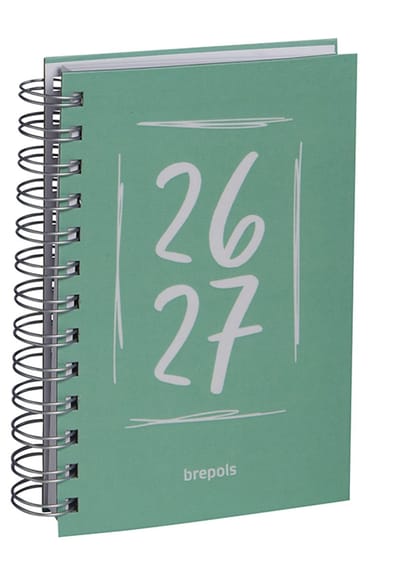 Brepols agenda 2026-2027 - DOODLE DASH - Schoolagenda - 1 dag per pagina - Wire-O - Dagoverzicht - Groen - 11.5 x 16.9 cm