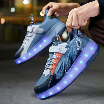 Kinderschoenen met wieltjes, rolschaatsen, meisjesschoenen, schoenen met dubbele wielen, studenten, onzichtbare schaatsen, schoenen met wielen 42 gray