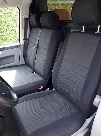 Pasvorm stoelhoezen Volkswagen T5 2003-2015 (geschikt voor stoel en duobank) - Stof zwart