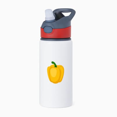 Hacebo® - Gele paprika waterfles met rietje rood - Groente - Groente liefhebbers - Paprika - vruchtgroente - puntpaprika - water fles - 650ML