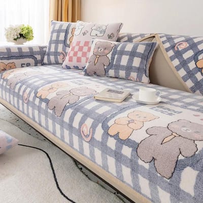 Cartoon Patroon Pluche Bankovertrek Antislip Hoes Bankovertrek Voor Woonkamer 1/2/3/4 Zits Universele Bankhanddoek Mat Decor 70x70cm 1pcs