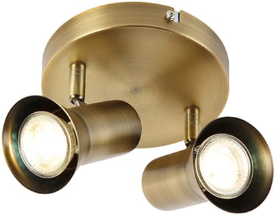QAZQA karin - Moderne Plafondspot | Spotje | Opbouwspot - 2 lichts - Ø 160 mm - Brons - Woonkamer | Slaapkamer | Keuken