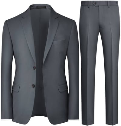ALLTHEMEN Heren Tweeknoops Pak Regular Fit - Middenspleet Effen voor Zakelijk - S