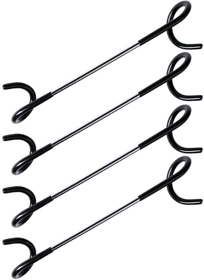 Dailygoods- Vogelvoeder Accessoires - 4 Sets Haken - Hoogwaardig Roestvrij Staal - Antisliprubber - Verstelbaar - Eenvoudige Installatie - Voederhaken
