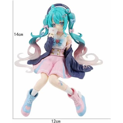 Hatsune Miku Anime figuur Roze jurk Zittende houding PVC model actie speelgoed Kersroze kersenbloesem decoratie verzamelcadeaus gray