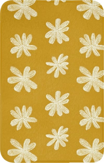 WC mat 50x80 cm - Antislip - Bloem - Speels - Okergeel - Toiletmat - Vloermat - Douchemat - Toilet tapijt - Toiletmatten
