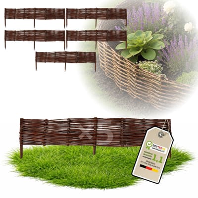 Floranica Set van 5 Bedrand van wilgenhout 10 cm x 100 cm Wilgenhek insteekhekwerk Tuinafscheiding van wilg Wilgenvlechtwerk Tuinhek Gazonrand Palissade van wilgentenen