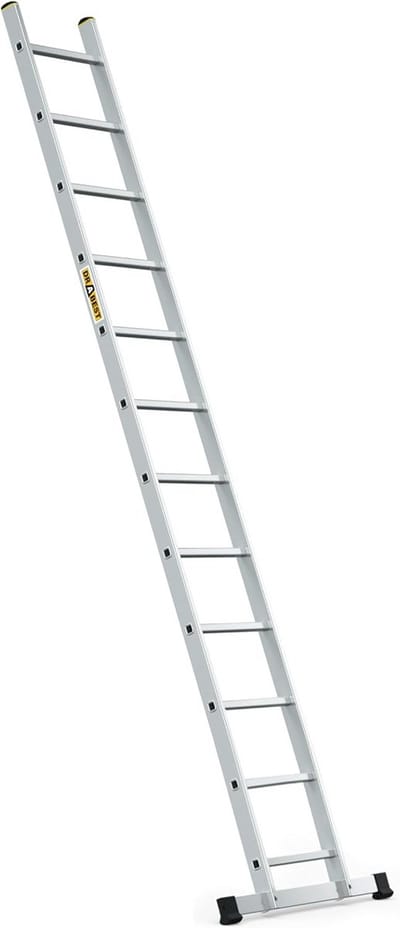 Enkele Ladder - Werkladder Aluminium - Veilig Werken Hoogte - Lichtgewicht Robuust - 12 Treden - Aluminium