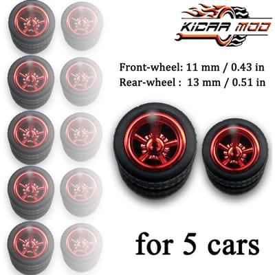 1/64 Voorste Kleine En Achterste Grote Wielen Met Afneembare Rubberen Banden Getande Spaak Opknaponderdelen Voor Hotwheels Modelauto's 5 Sets