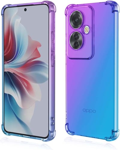 Geschikt voor Oppo Reno 11 F 5G - Schokbestendig - Bumper Hoesje - Paars / Blauw