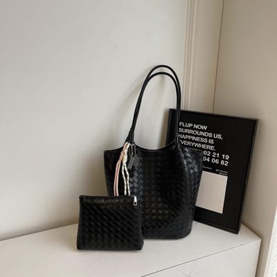 Lente Nieuw Geweven Patroon Pendelen en Vrije Tijd Grote Capaciteit Tote Bag Effen Kleur Eenvoudige Handheld Moeder en Kind Tas gray