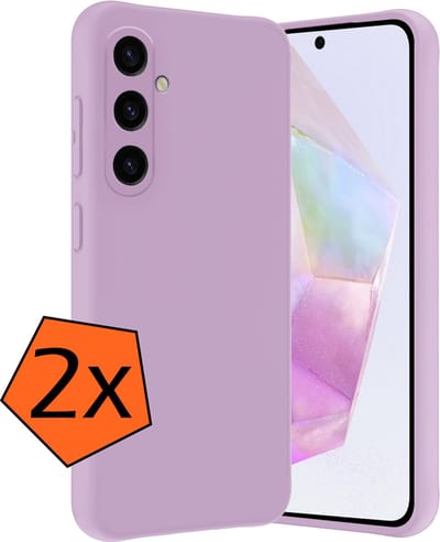 Hoes - 2 Stuks - Geschikt voor Samsung Galaxy A35 - Sterk & Shockproof - Case Siliconen - Back Cover - Telefoon Hoes - Lila